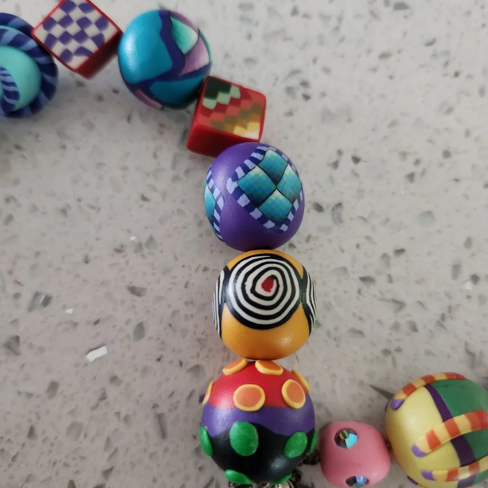 Karyn Kozak Polymer Clay Multicolor Handcrafted Beaded Women’s Necklace - Picture 6 of 15